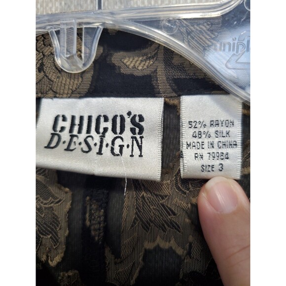 Chico's Design Silk Blend Mesh Floral Print Semi-Sheer Button-up Blouse Sz 3(XL) - Picture 4 of 7